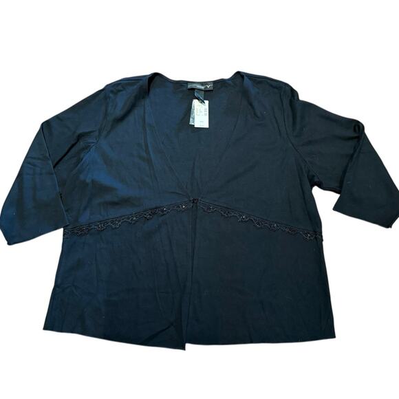 Lane Bryant Venezia Women’s 23/24 Black Jersey 3/4 Sleeve Cotton Sweater NWT - Picture 1 of 8